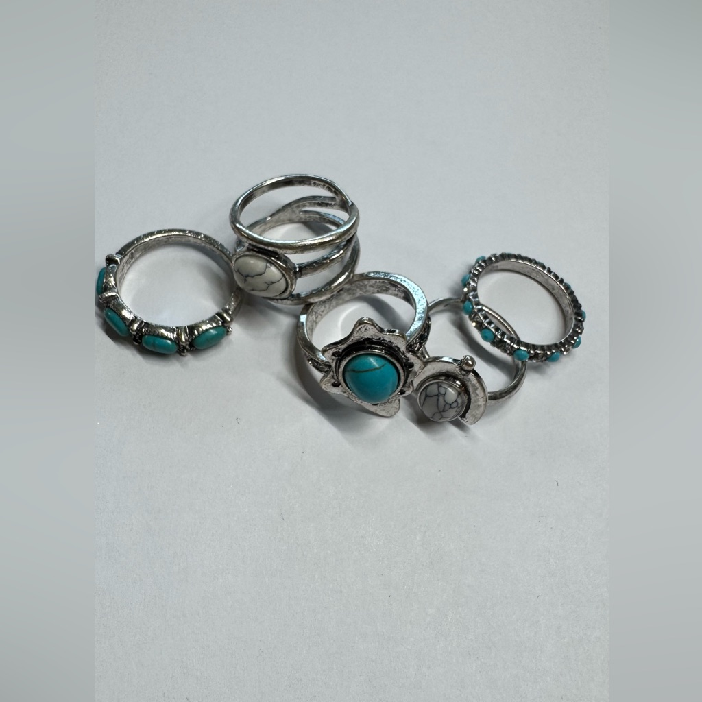 Shyanne Silver And Turquoise Ring Collection Size 7 & 8